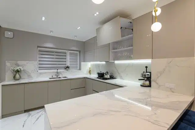luxury white modern marble kitchen in studio space 2026 03 09 08 42 37 utc | Pacific Bay Construction
